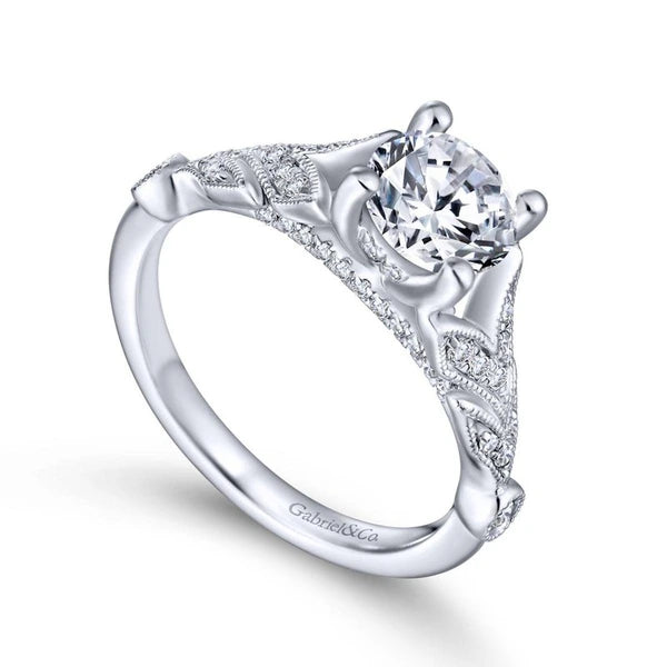14K White Gold Round Diamond Engagement Ring