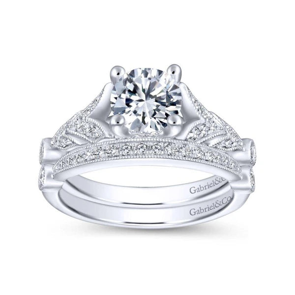 14K White Gold Round Diamond Engagement Ring