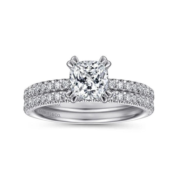 14K White Gold Cushion Cut Diamond Engagement Ring