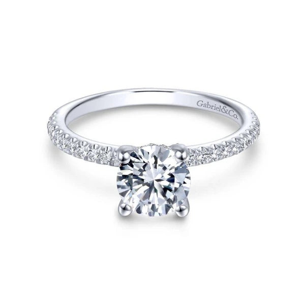 14K White Gold Round Diamond Engagement Ring