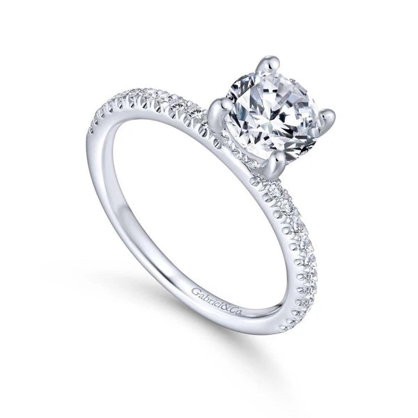 14K White Gold Round Diamond Engagement Ring