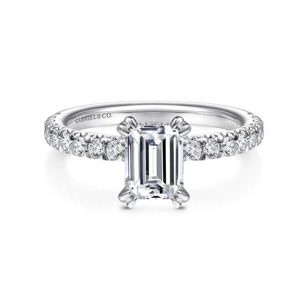 14K White Gold Emerald Cut Diamond Engagement Ring
