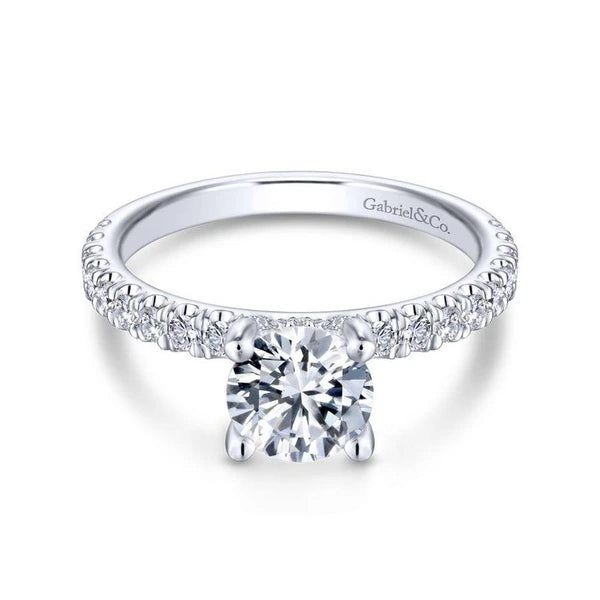 14K White Gold Round Diamond Engagement Ring