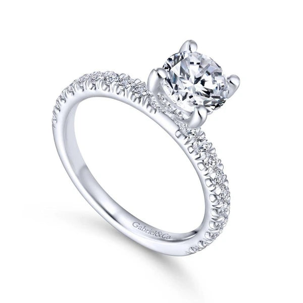 14K White Gold Round Diamond Engagement Ring
