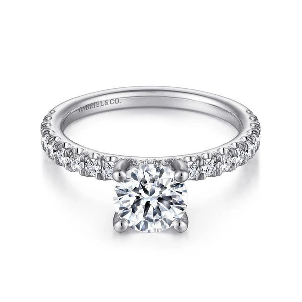 14K White Gold Round Diamond Engagement Ring