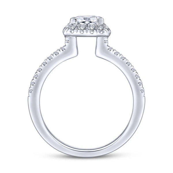 14K White Gold Princess Halo Diamond Engagement Ring