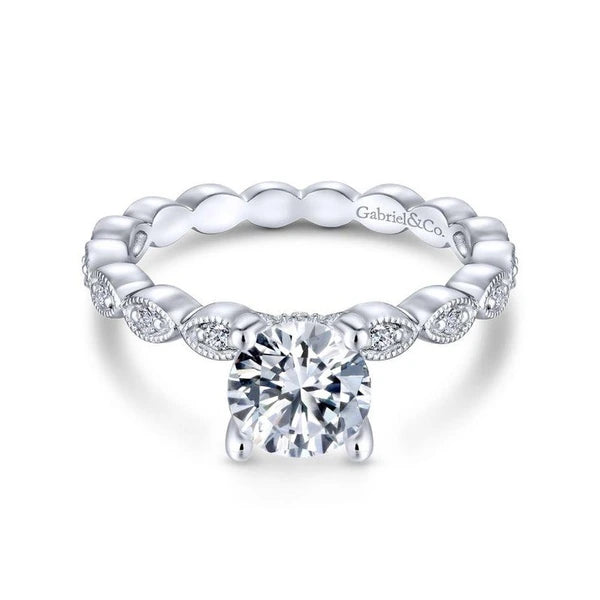 14K White Gold Round Diamond Engagement Ring