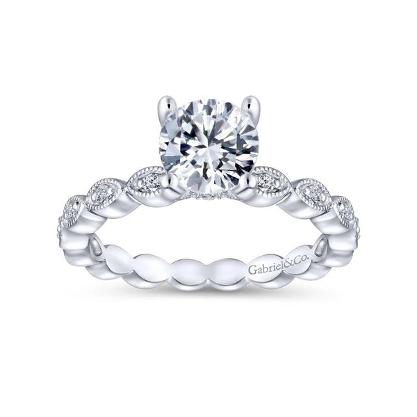 14K White Gold Round Diamond Engagement Ring