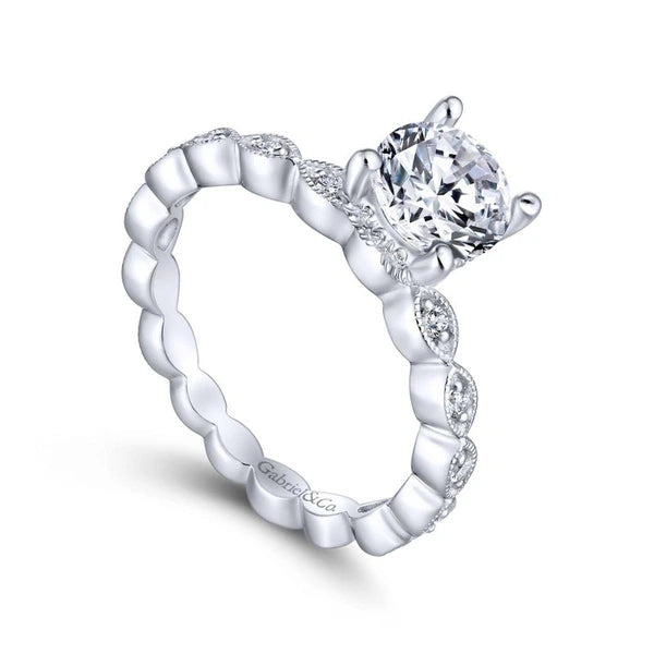 14K White Gold Round Diamond Engagement Ring