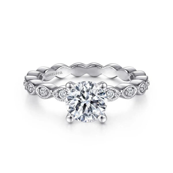 14K White Gold Round Diamond Engagement Ring