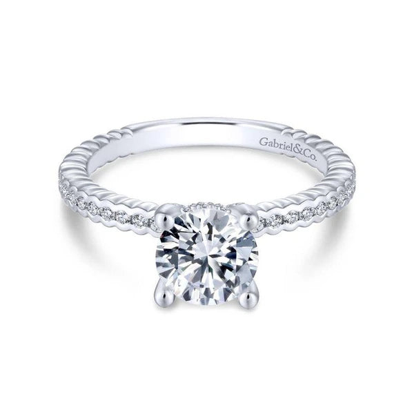 14K White Gold Round Diamond Engagement Ring