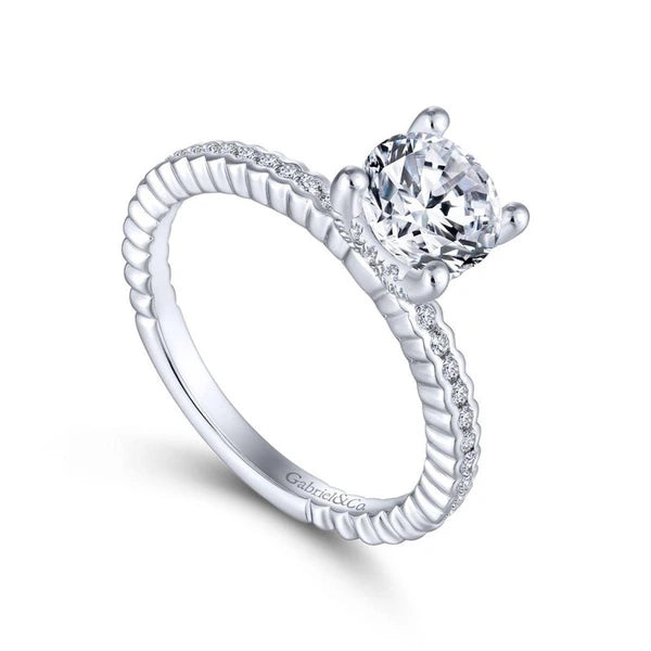 14K White Gold Round Diamond Engagement Ring