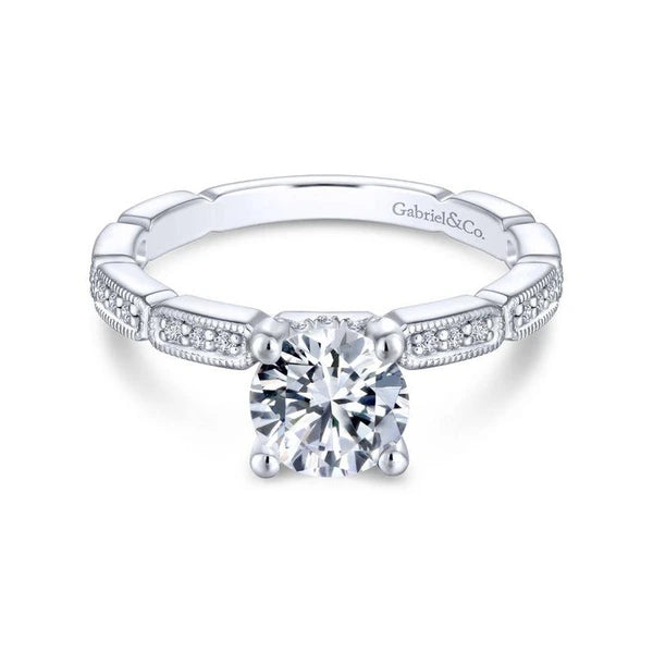 14K White Gold Round Diamond Engagement Ring