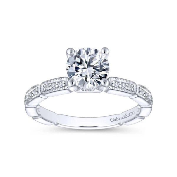 14K White Gold Round Diamond Engagement Ring