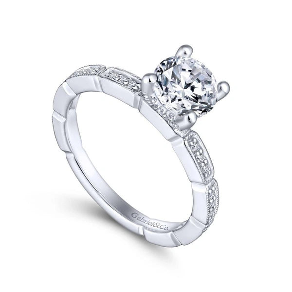 14K White Gold Round Diamond Engagement Ring