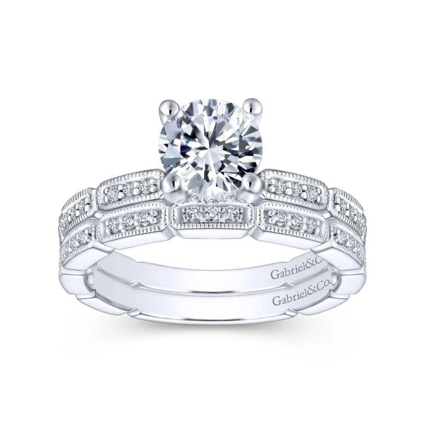 14K White Gold Round Diamond Engagement Ring