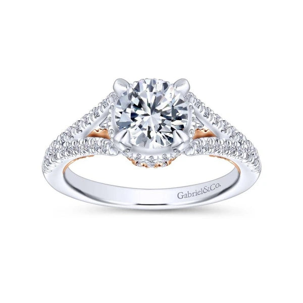 14K White-Rose Gold Round Diamond Engagement Ring