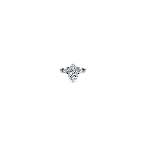 14K White Gold Marquise Halo Diamond Engagement Ring