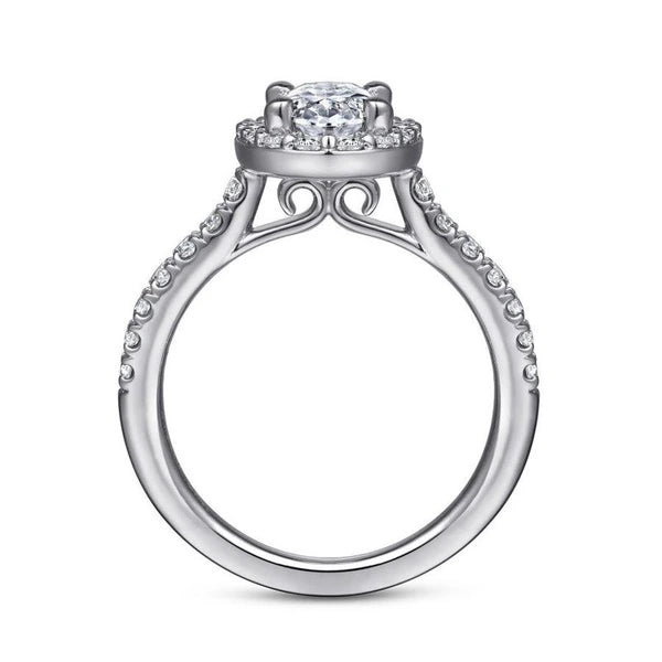 14K White Gold Oval Halo Diamond Engagement Ring