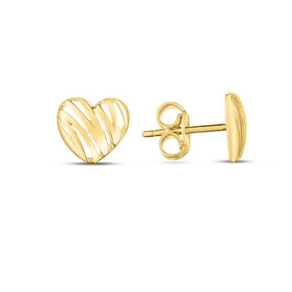14K Scribble Heart Studs