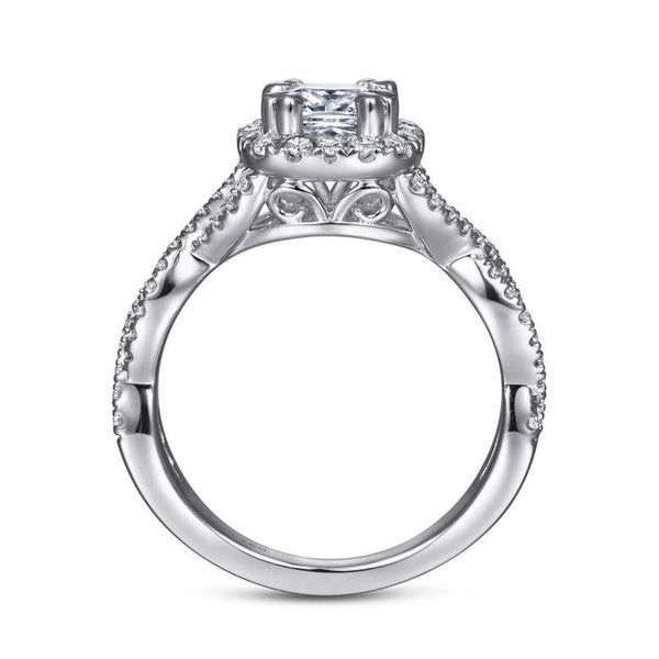 14K White Gold Cushion Halo Diamond Engagement Ring