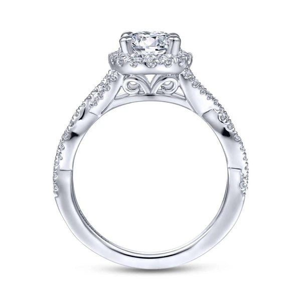 14K White Gold Oval Halo Diamond Engagement Ring