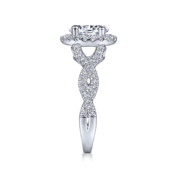 14K White Gold Oval Halo Diamond Engagement Ring
