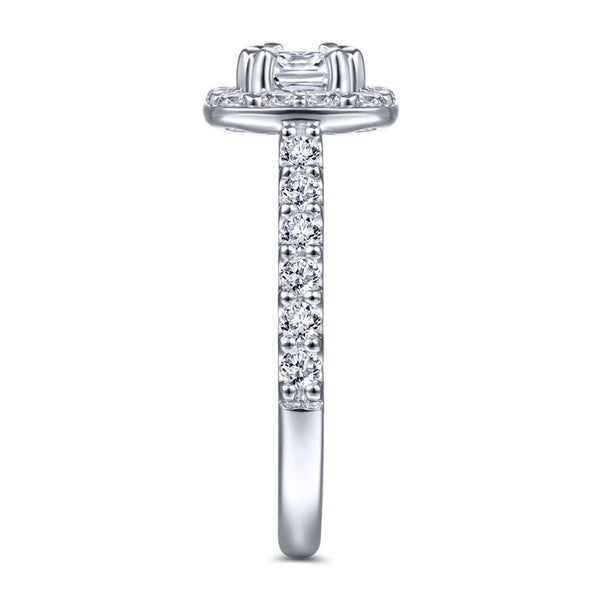 14K White Gold Cushion Halo Diamond Engagement Ring