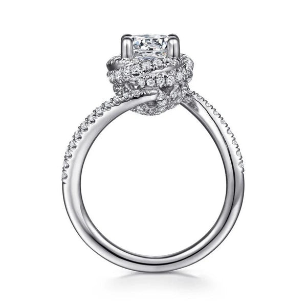 14K White Gold Round Halo Diamond Engagement Ring