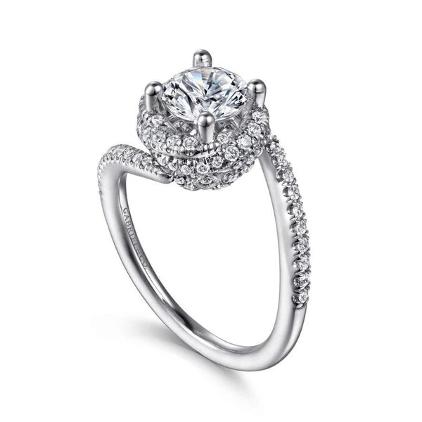 14K White Gold Round Halo Diamond Engagement Ring