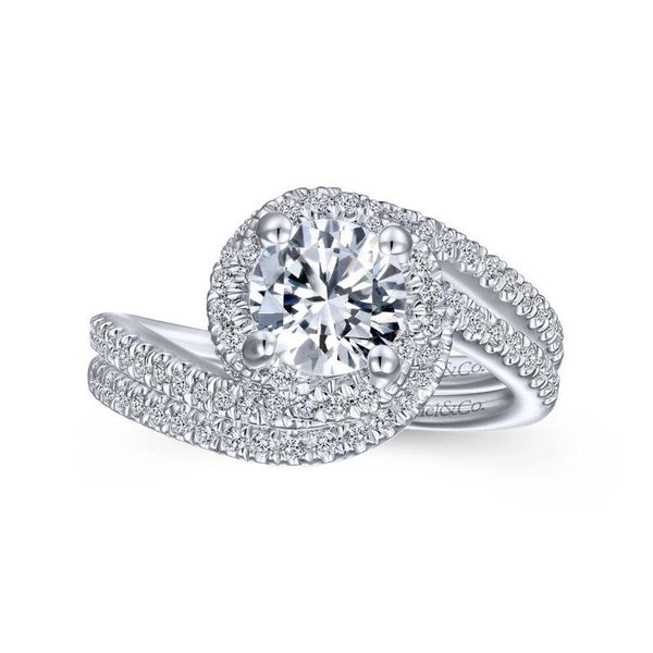 14K White Gold Round Halo Diamond Engagement Ring