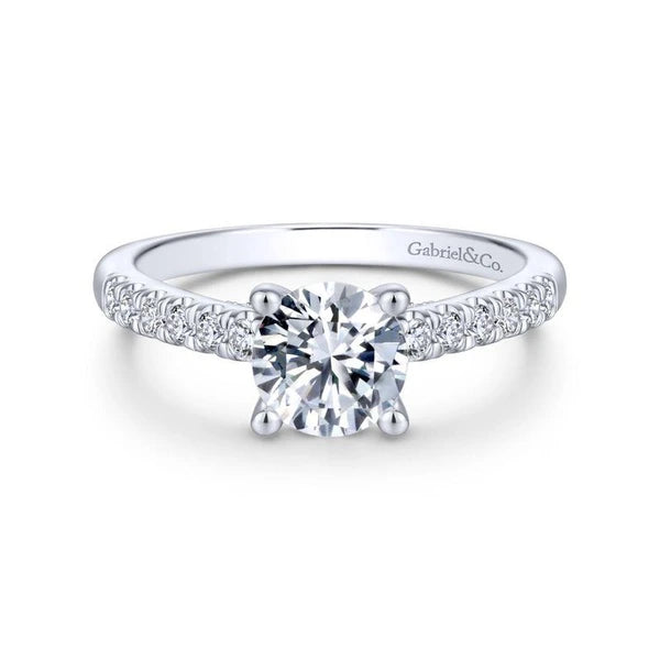 14K White Gold Round Diamond Engagement Ring
