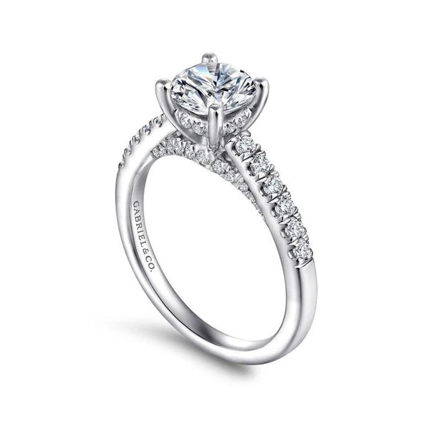 14K White Gold Round Diamond Engagement Ring