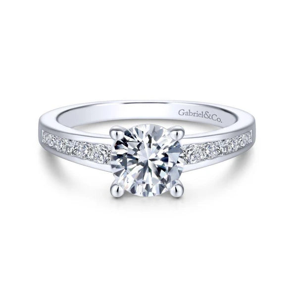 14K White Gold Round Diamond Engagement Ring
