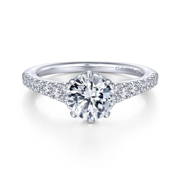 14K White Gold Round Diamond Engagement Ring