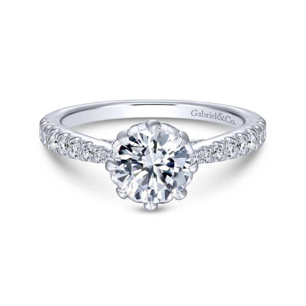 14K White Gold Round Diamond Engagement Ring