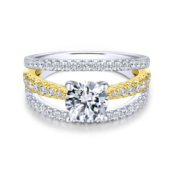 14K White-Yellow Gold Round Diamond Engagement Ring