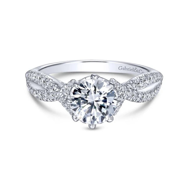 14K White Gold Round Diamond Engagement Ring