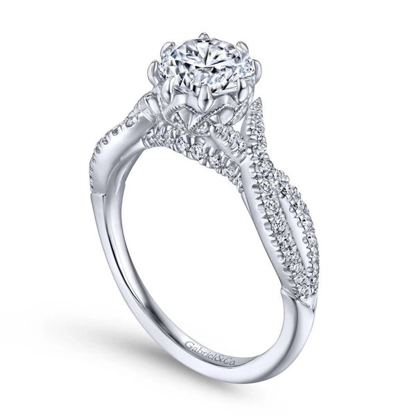 14K White Gold Round Diamond Engagement Ring