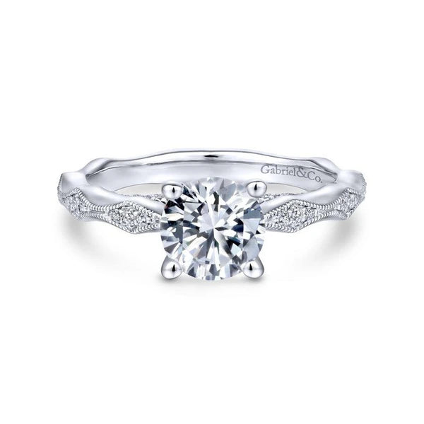 14K White Gold Round Diamond Engagement Ring