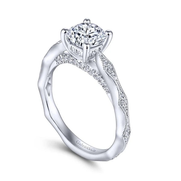14K White Gold Round Diamond Engagement Ring