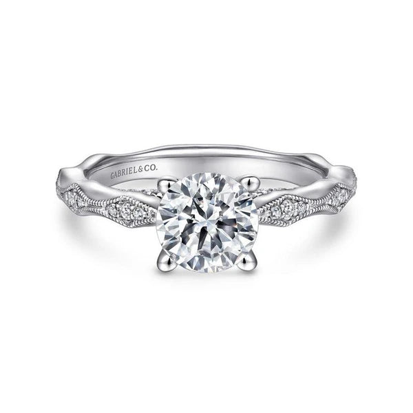 14K White Gold Round Diamond Engagement Ring