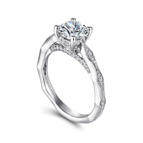 14K White Gold Round Diamond Engagement Ring
