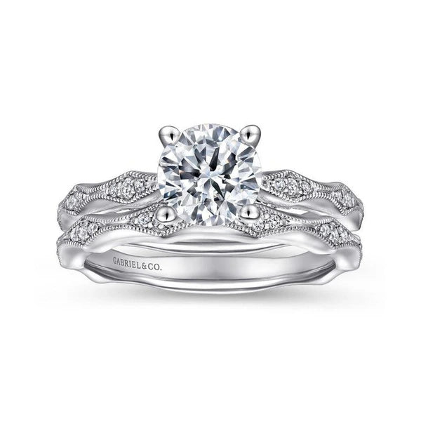 14K White Gold Round Diamond Engagement Ring