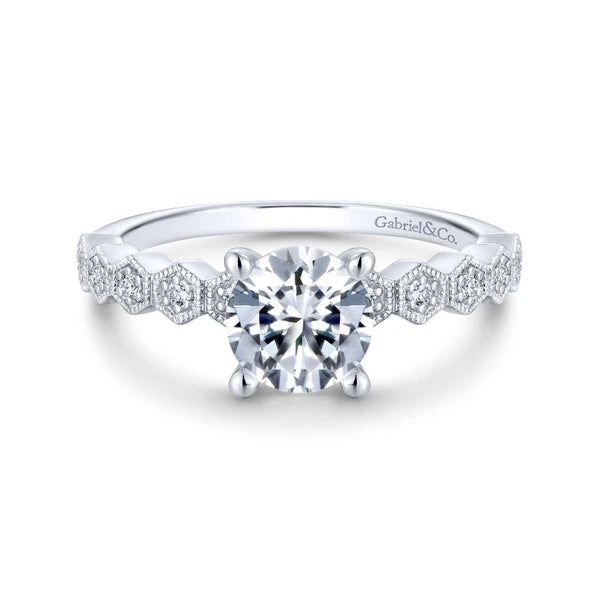 14K White Gold Round Diamond Engagement Ring