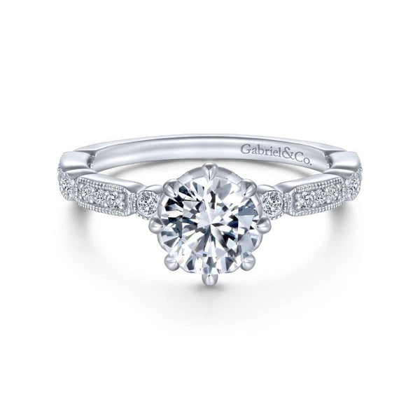 14K White Gold Round Diamond Engagement Ring