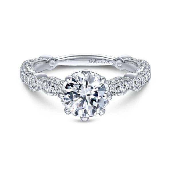14K White Gold Round Diamond Engagement Ring