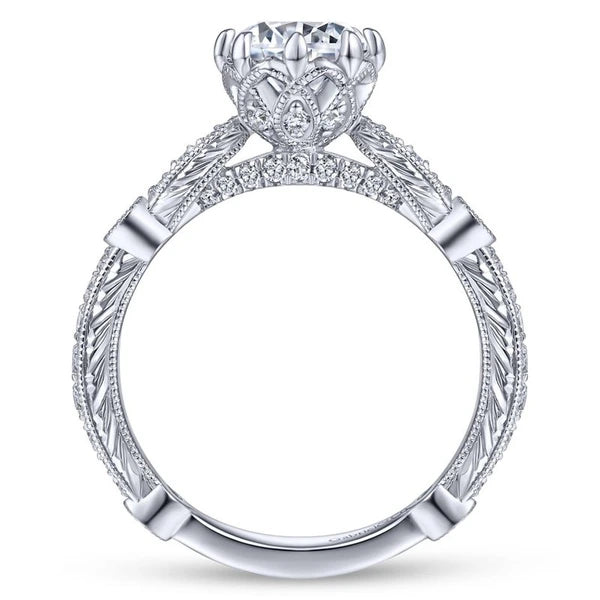 14K White Gold Round Diamond Engagement Ring