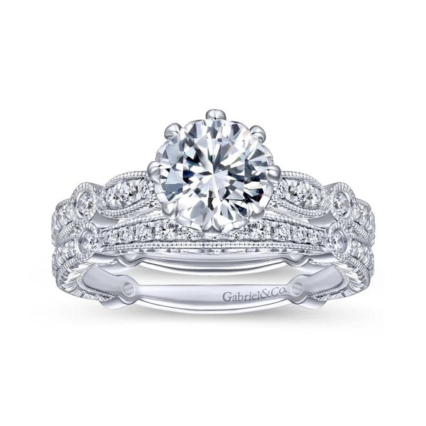 14K White Gold Round Diamond Engagement Ring