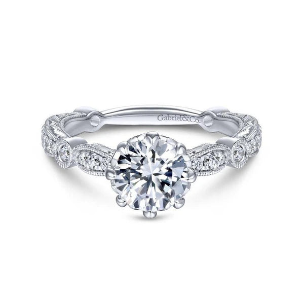 14K White Gold Round Diamond Engagement Ring